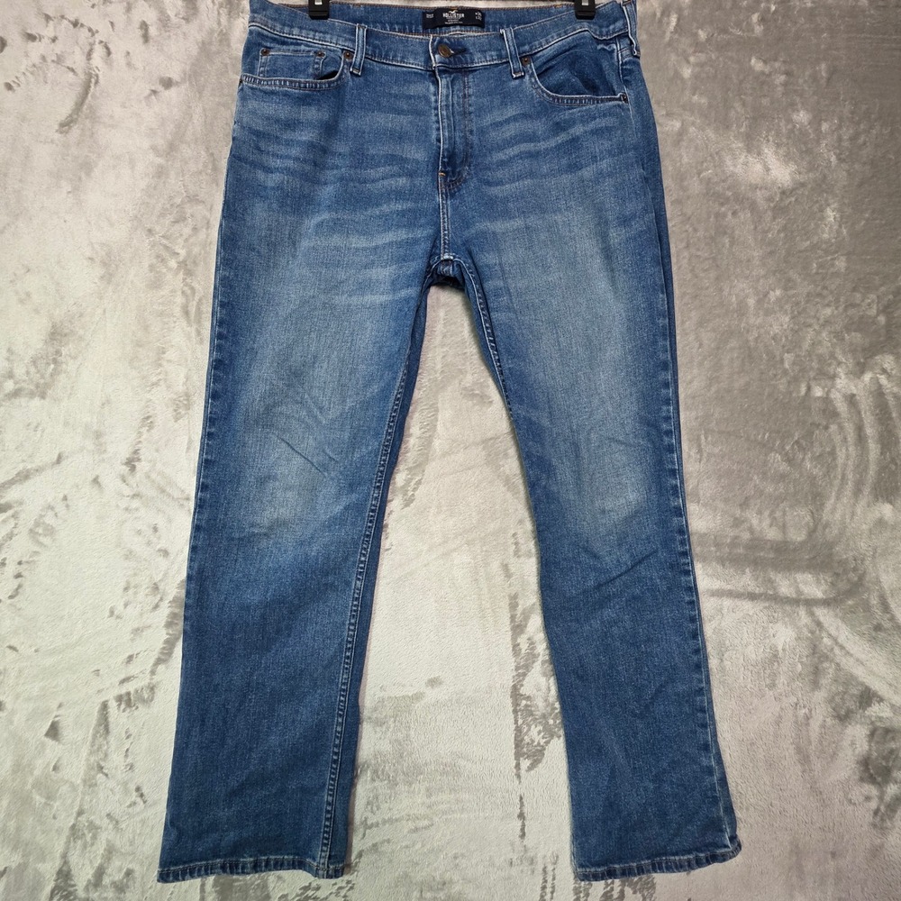 Hollister Epic Flex Straight Leg Jeans Mens 36x32 Medium Wash Blue Denim